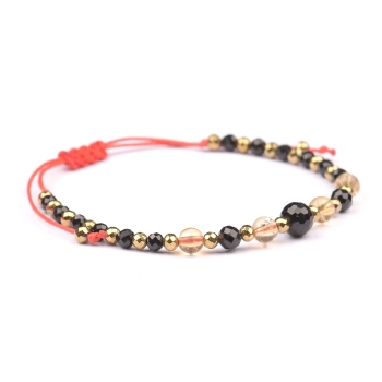 Bransoletka celebrytka czarny TURMALIN CYTRYN HEMATYT ochrona i energia